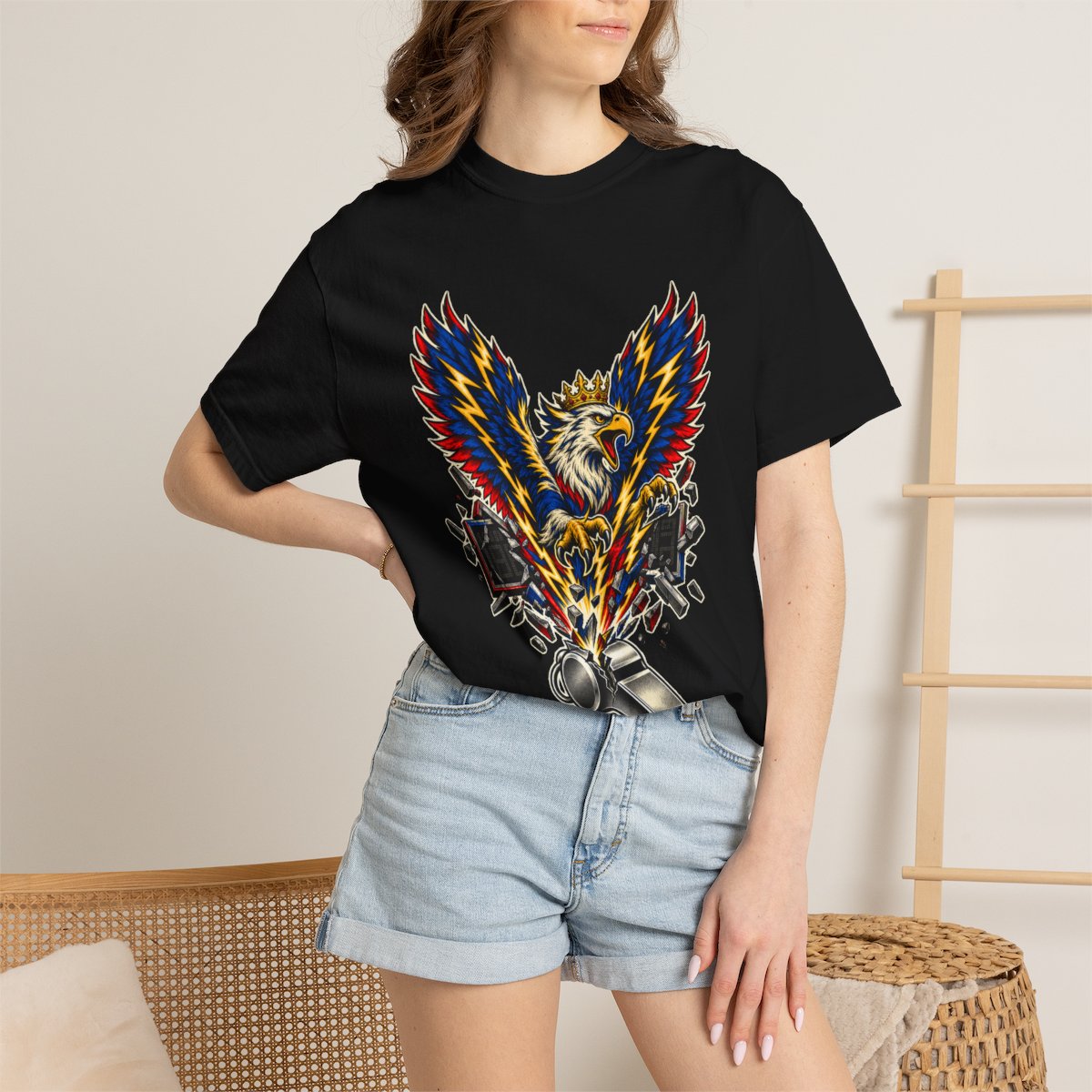 Final Whistle Tee worn Printify context view on a Black Comfort Colors 1717 tee