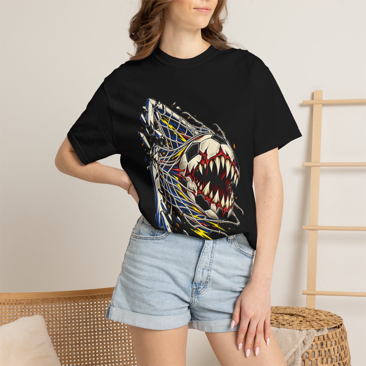 Goal Eater Tee worn Printify context view on a Black Comfort Colors 1717 tee