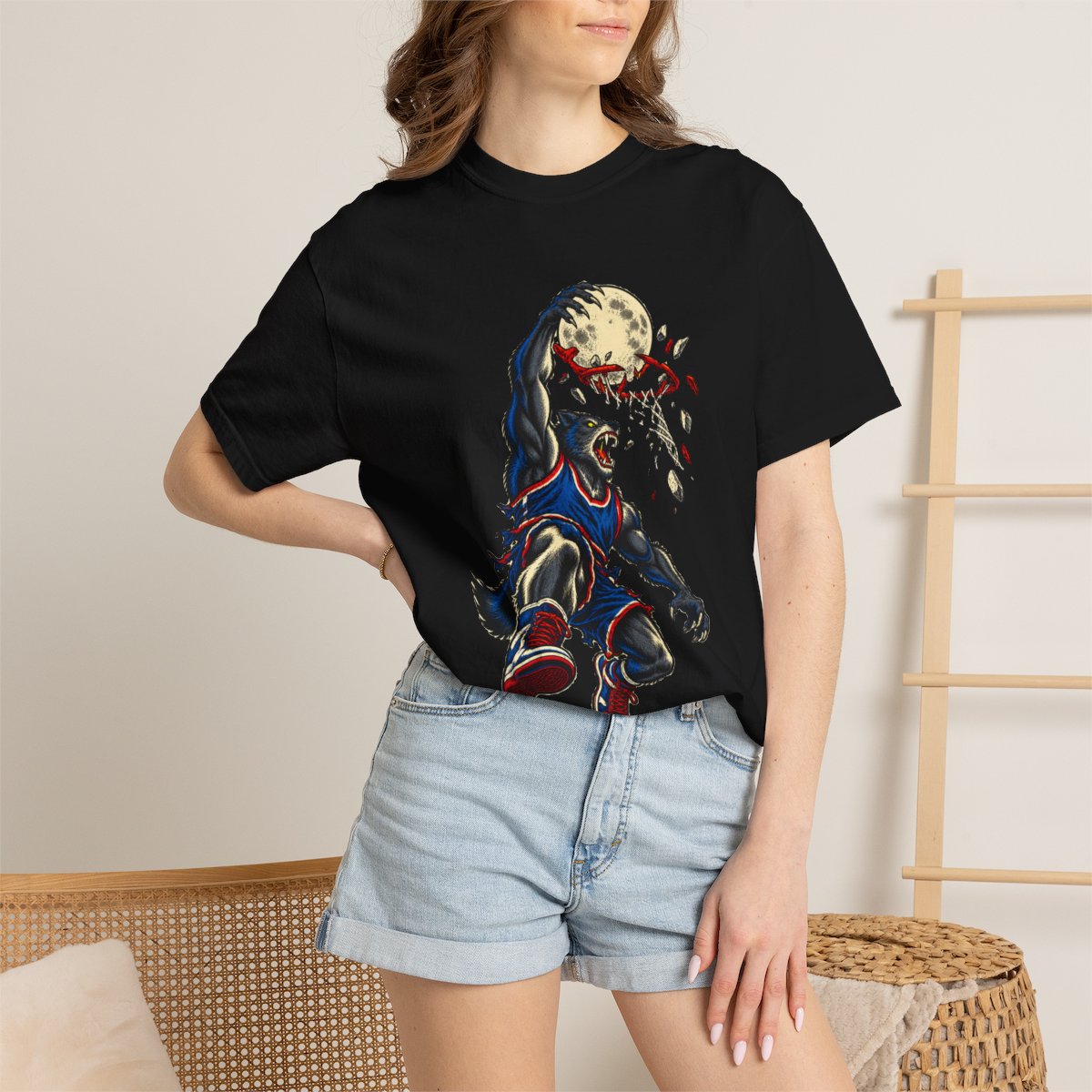 Moonshot Tee worn Printify context view on a Black Comfort Colors 1717 tee