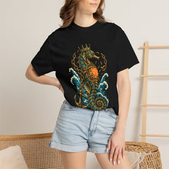 Tide Crown Tee worn Printify context view on a Black Comfort Colors 1717 tee