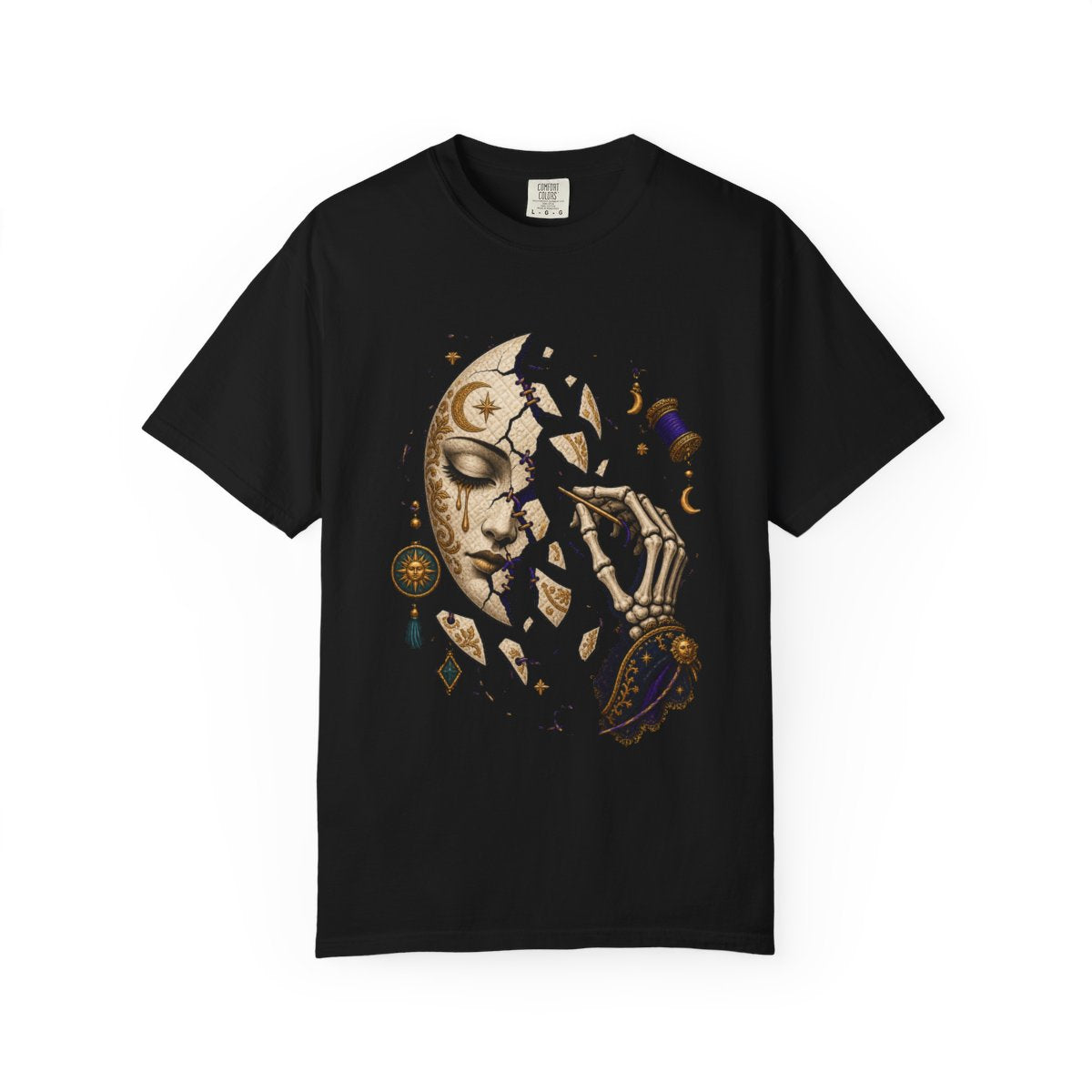 Final Seam Tee large front print on a Black Comfort Colors 1717 tee
