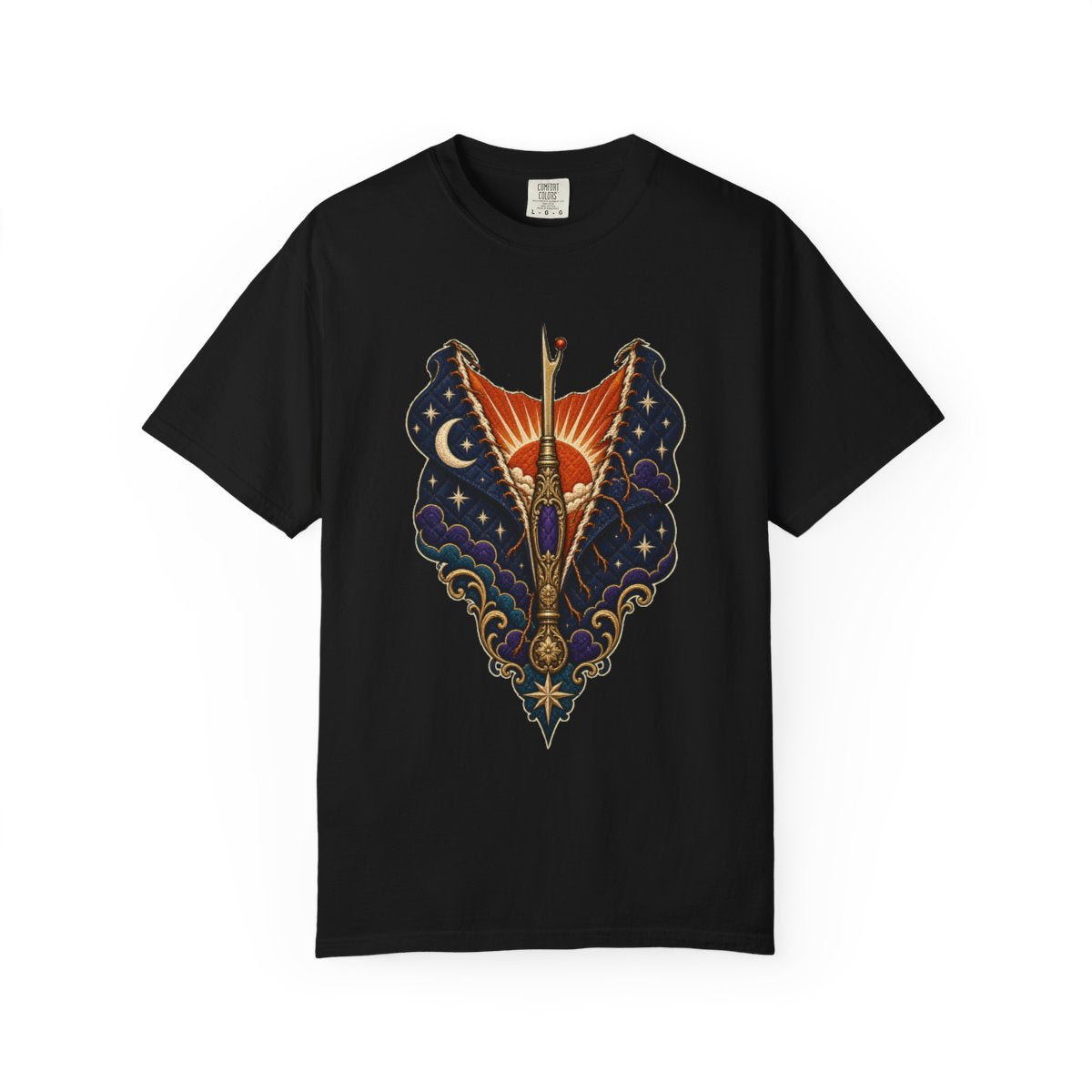 Night Ripper Tee large front print on a Black Comfort Colors 1717 tee