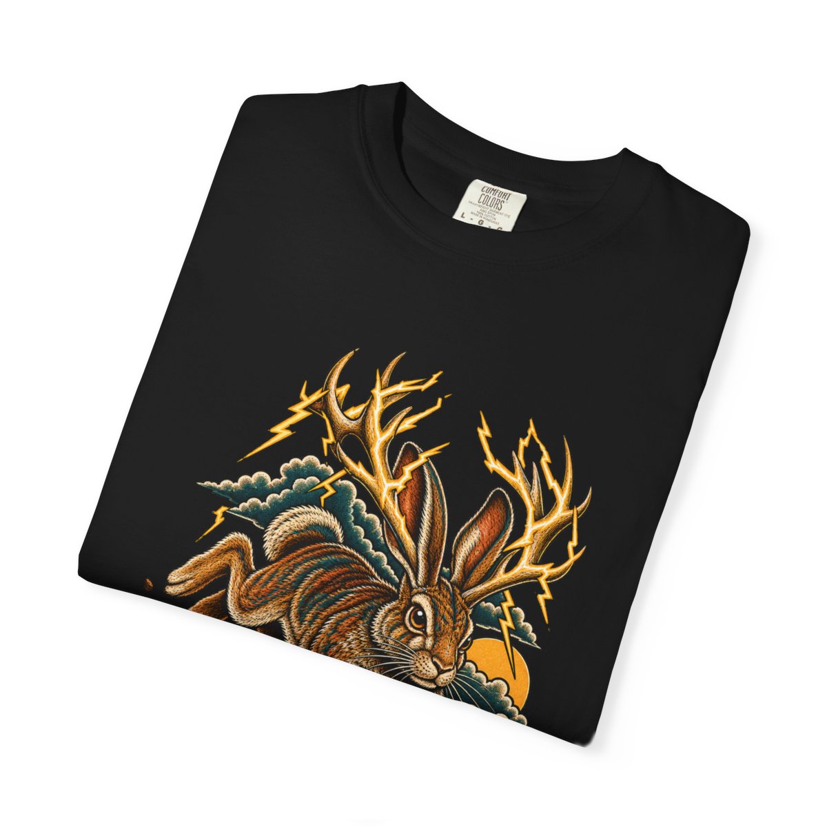 Jackalope Live Wire Tee folded front print detail