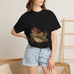 Roadrunner Aftershock Tee worn Printify context view on a Black Comfort Colors 1717 tee