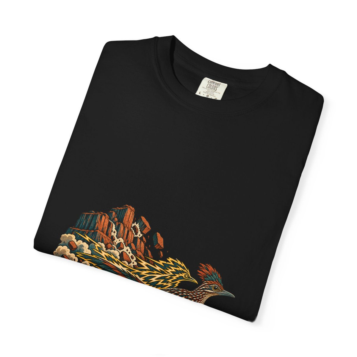Roadrunner Aftershock Tee folded front print detail