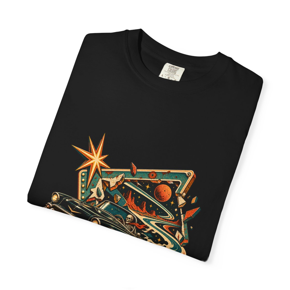 Ghost Route Tee folded front print detail