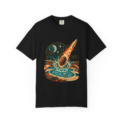 Poolside Impact Tee large front print on a Black Comfort Colors 1717 tee