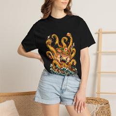 Ramen Kraken Tee worn Printify context view on a Black Comfort Colors 1717 tee