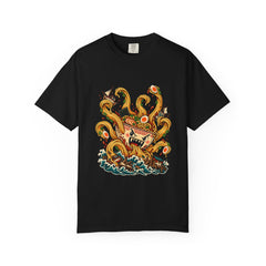 Ramen Kraken Tee large front print on a Black Comfort Colors 1717 tee
