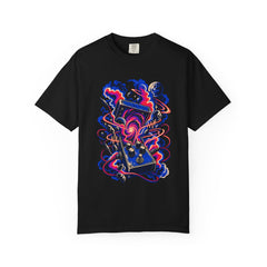 Fuzz Portal Tee large front print on a Black Comfort Colors 1717 tee