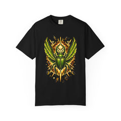 Nova Scarab Tee large front print on a Black Comfort Colors 1717 tee