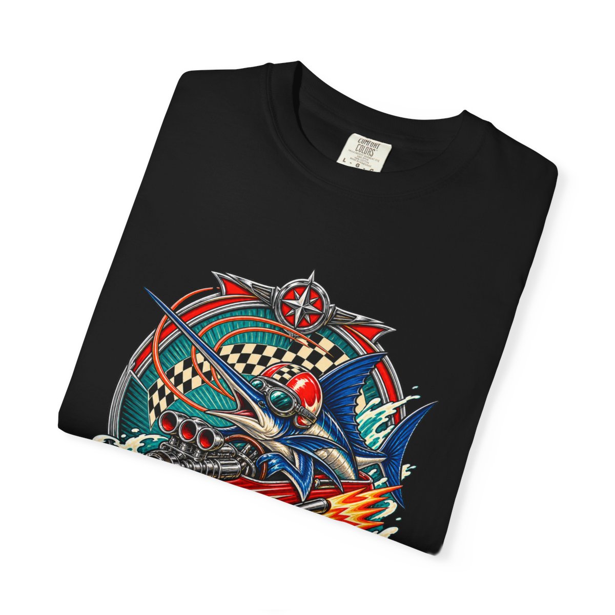 Marlin Overdrive Tee folded front print detail