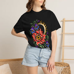Eclipse Belladonna Tee worn Printify context view on a Black Comfort Colors 1717 tee