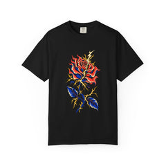 Thunder Rose Tee large front print on a Black Comfort Colors 1717 tee