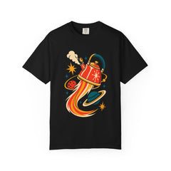 Comet Kettle Tee large front print on a Black Comfort Colors 1717 tee