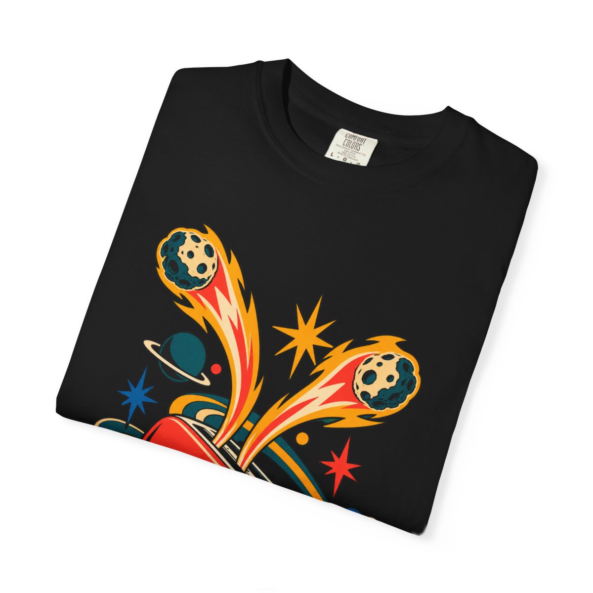 Meteor Toaster Tee folded front print detail