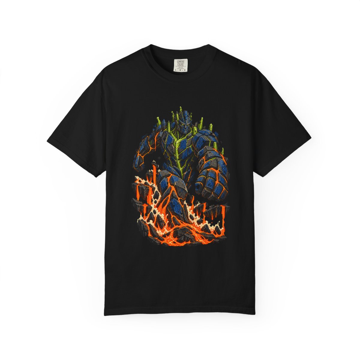 Basalt Titan Tee large front print on a Black Comfort Colors 1717 tee