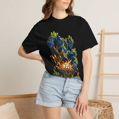 Crystal Forge Tee worn Printify context view on a Black Comfort Colors 1717 tee