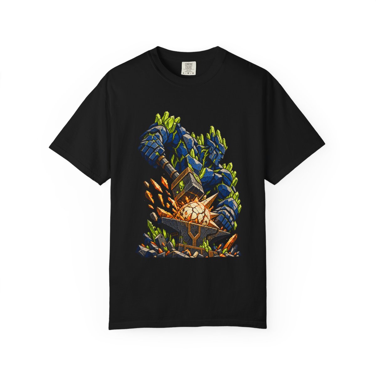 Crystal Forge Tee large front print on a Black Comfort Colors 1717 tee