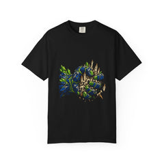 Emerald Siege Tee large front print on a Black Comfort Colors 1717 tee