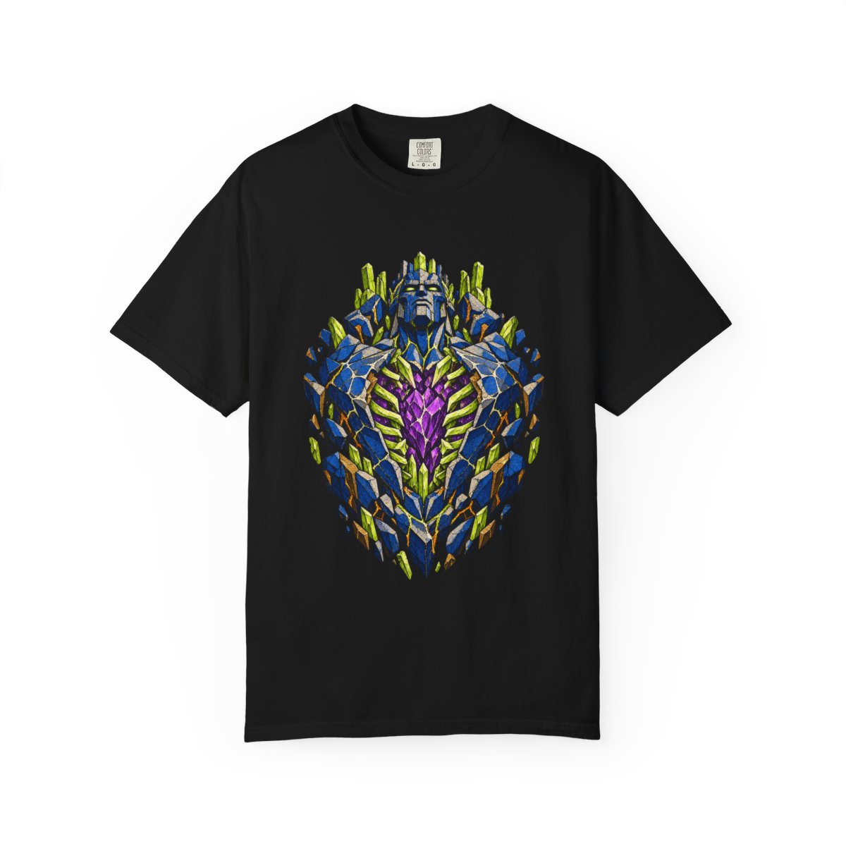 Geode Heart Tee large front print on a Black Comfort Colors 1717 tee
