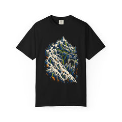 Mountain Roar Tee large front print on a Black Comfort Colors 1717 tee