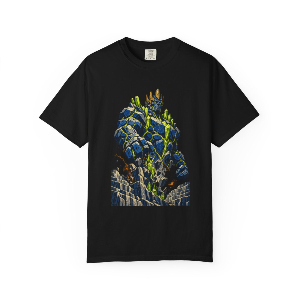Quarry King Tee large front print on a Black Comfort Colors 1717 tee