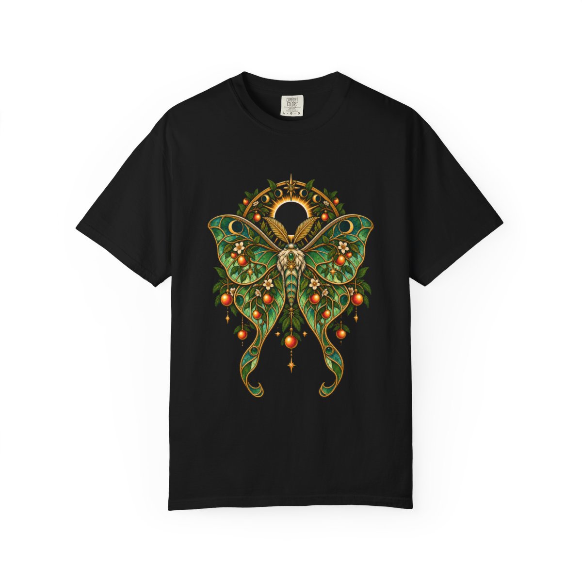 Eclipse Orchard Tee large front print on a Black Comfort Colors 1717 tee