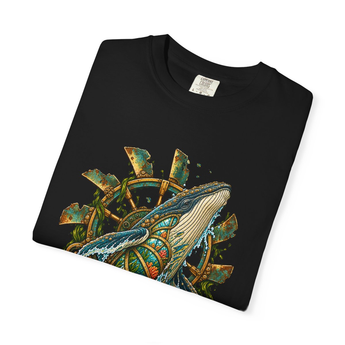 Tideglass Whale Tee folded front print detail