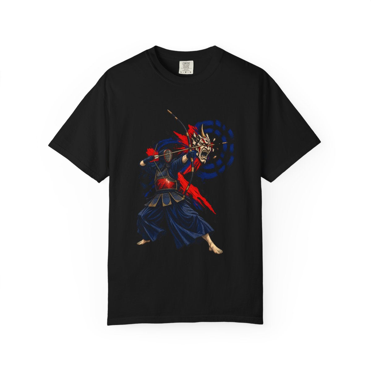 Arrow Silence Tee large front print on a Black Comfort Colors 1717 tee