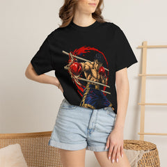 Rope Burn Tee worn Printify context view on a Black Comfort Colors 1717 tee