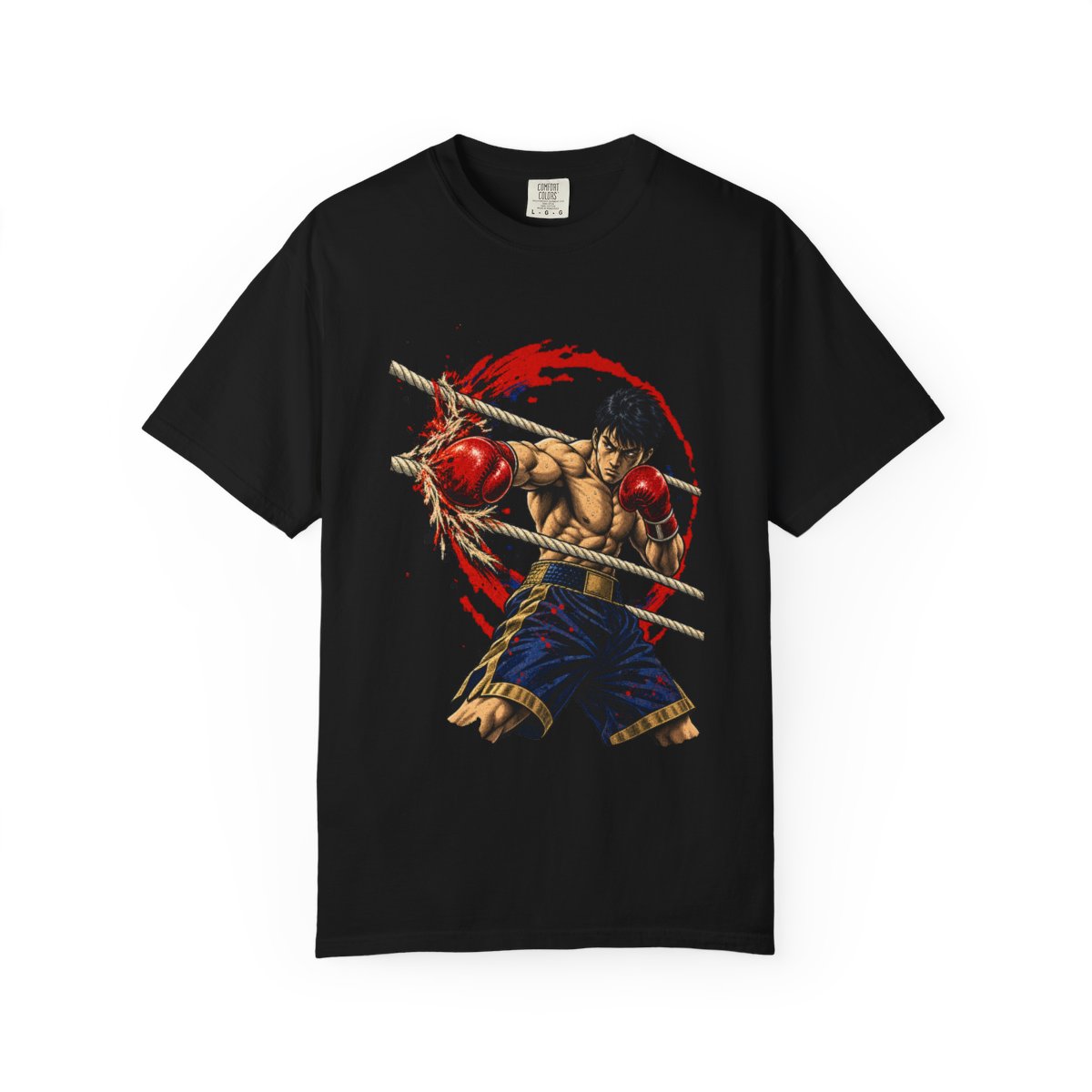 Rope Burn Tee large front print on a Black Comfort Colors 1717 tee