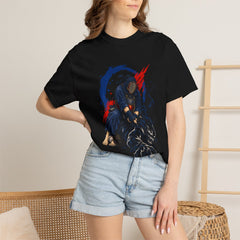 Shadow Lock Tee worn Printify context view on a Black Comfort Colors 1717 tee