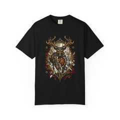 Iron Masque Tee large front print on a Black Comfort Colors 1717 tee