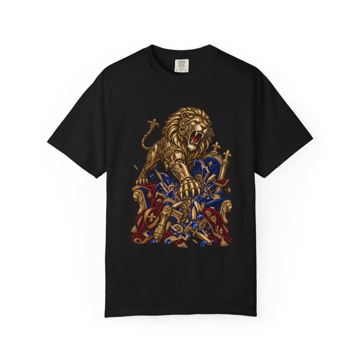Thronebreaker Tee large front print on a Black Comfort Colors 1717 tee