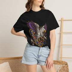 Shatterwing Tee worn Printify context view on a Black Comfort Colors 1717 tee