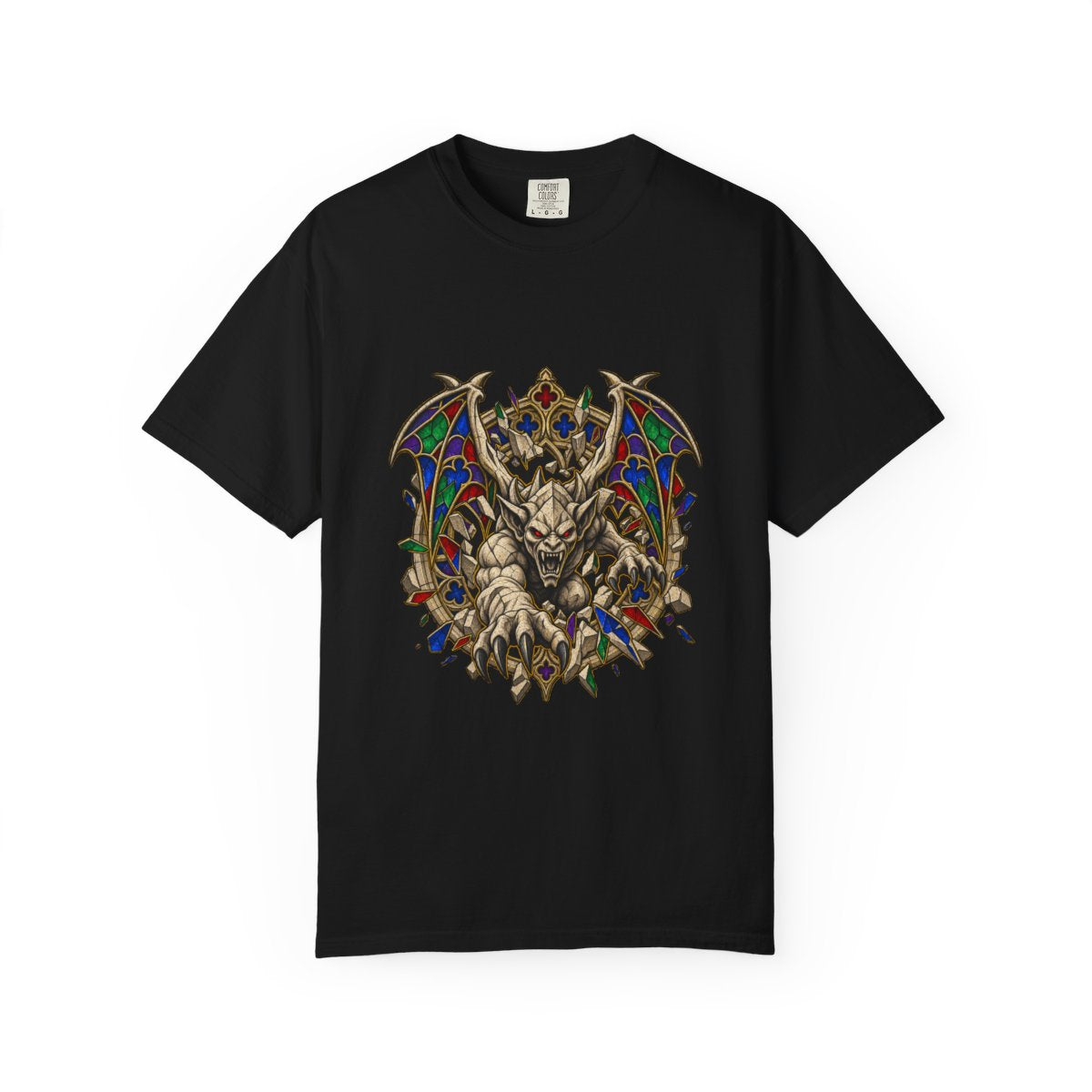 Stonewake Tee large front print on a Black Comfort Colors 1717 tee