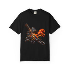 Shacklefall Tee large front print on a Black Comfort Colors 1717 tee