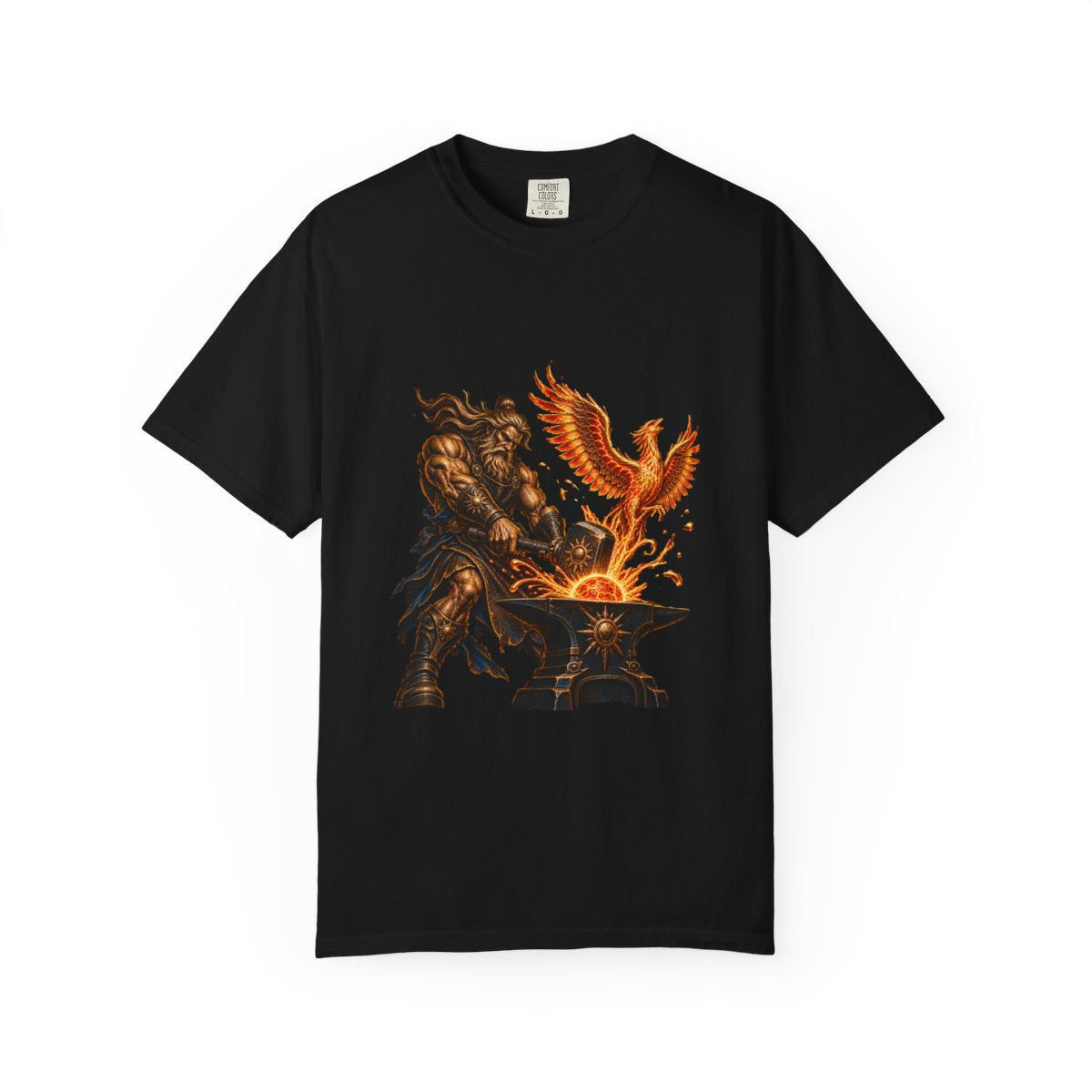 Sunhammer Tee large front print on a Black Comfort Colors 1717 tee