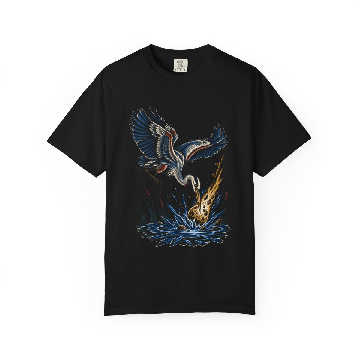 Comet Spear Tee large front print on a Black Comfort Colors 1717 tee