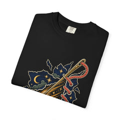 Comet Needle Tee folded front print detail