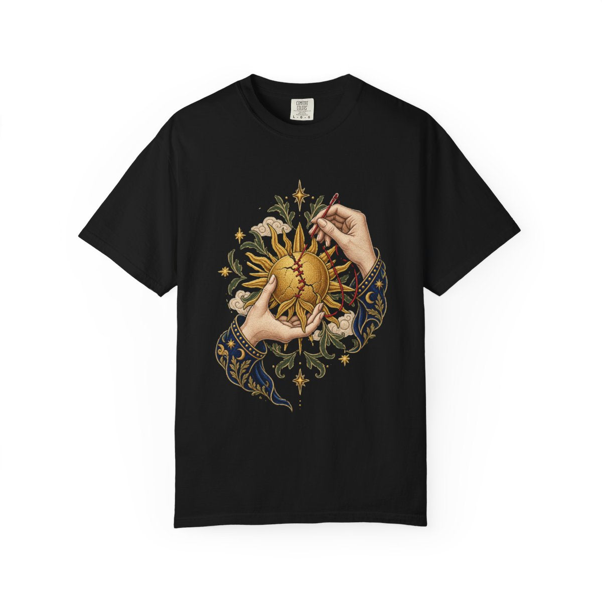Sunmender Tee large front print on a Black Comfort Colors 1717 tee