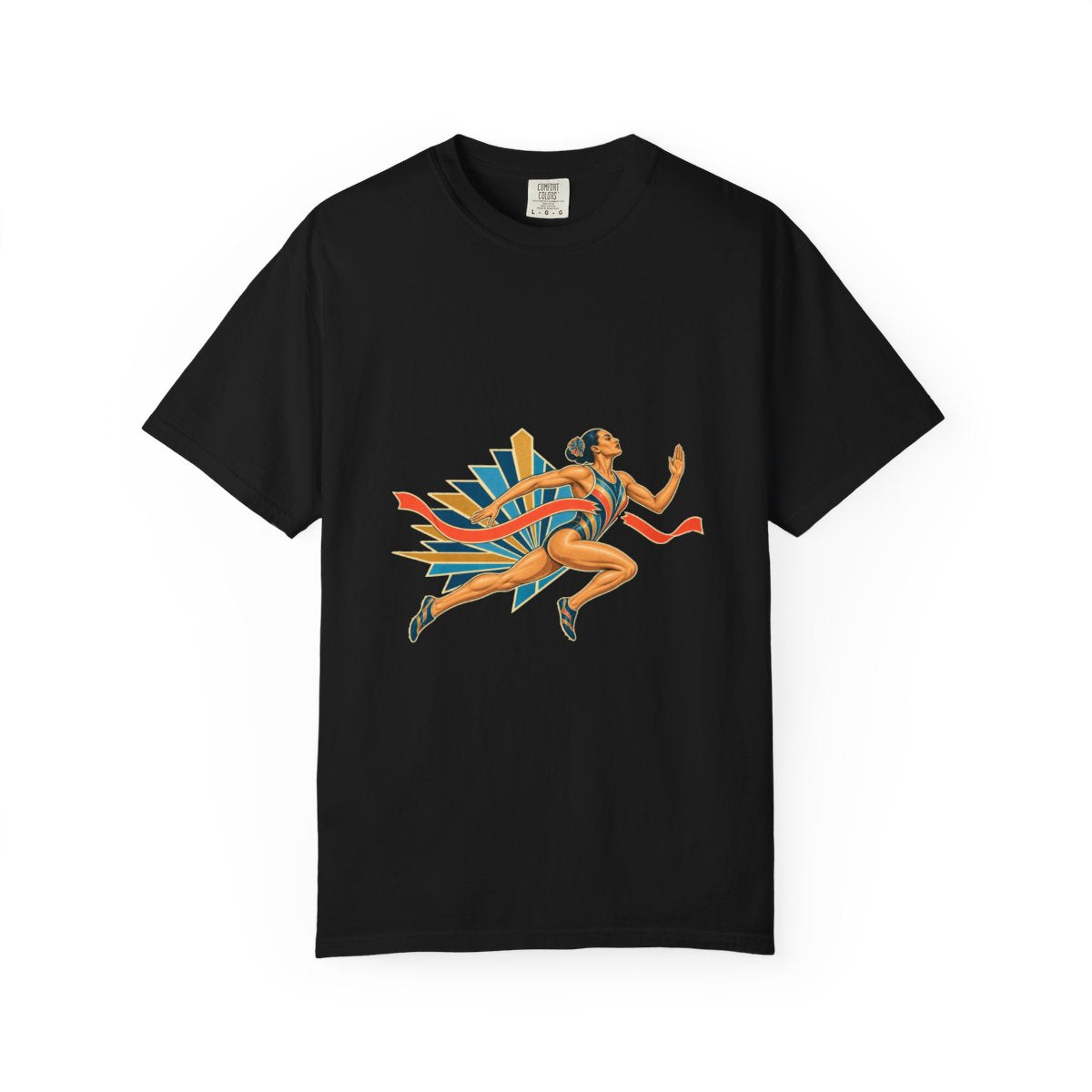 Breakaway Tee large front print on a Black Comfort Colors 1717 tee
