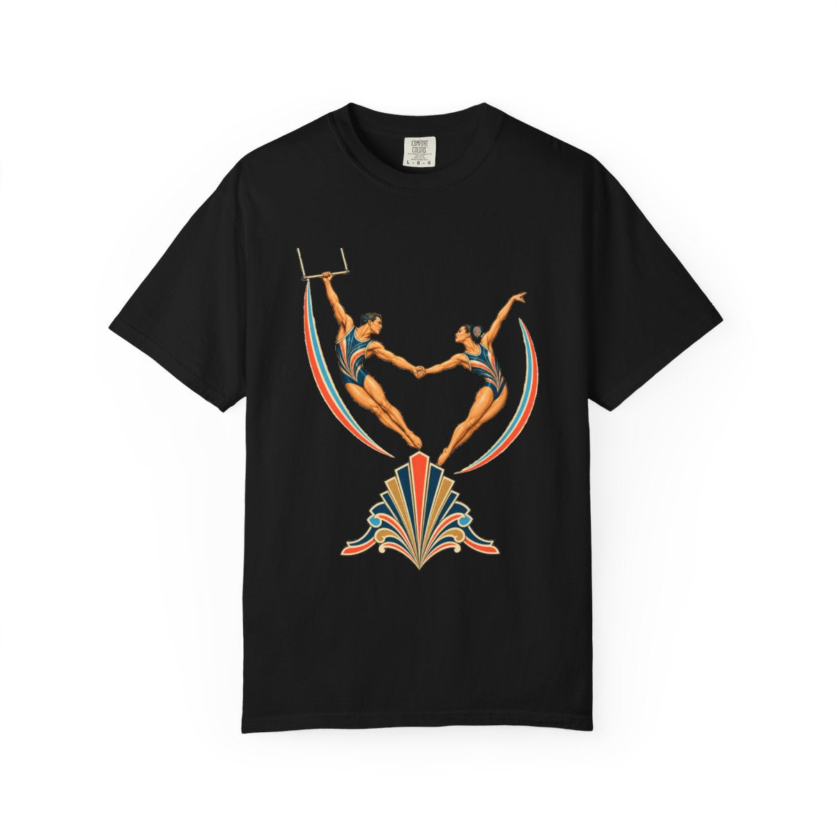 Flying Catch Tee large front print on a Black Comfort Colors 1717 tee