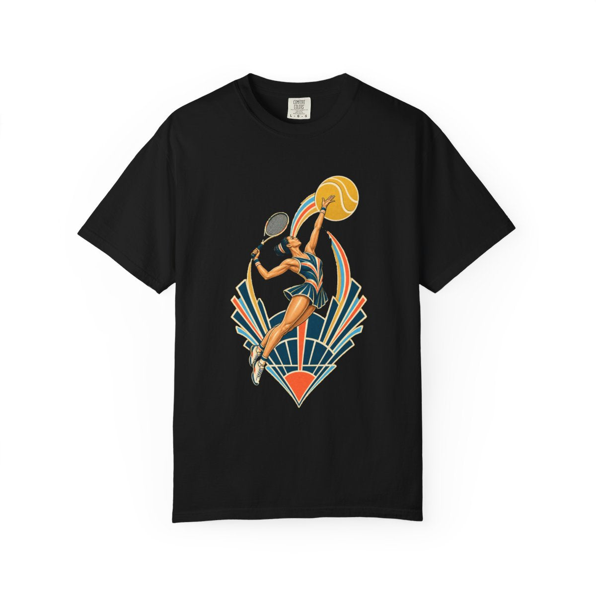 Match Point Tee large front print on a Black Comfort Colors 1717 tee