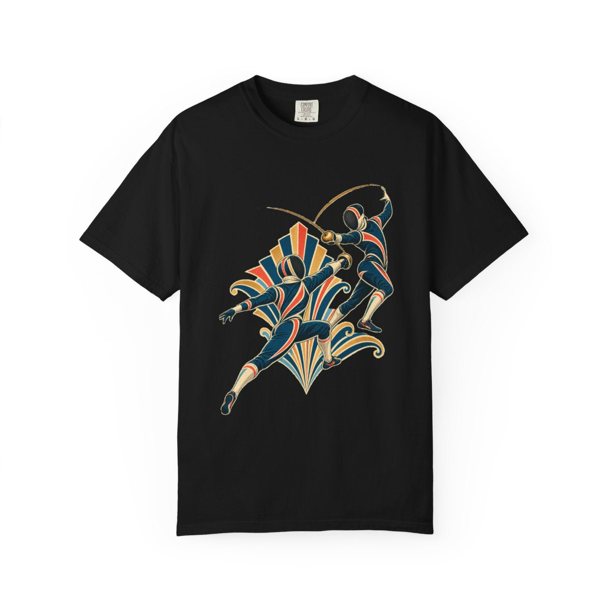 Sabre Arc Tee large front print on a Black Comfort Colors 1717 tee