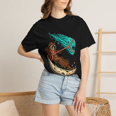 Comet Lariat Tee worn Printify context view on a Black Comfort Colors 1717 tee