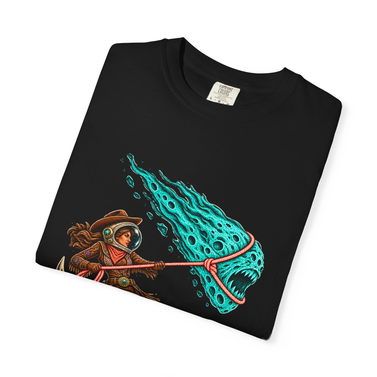 Comet Lariat Tee folded front print detail
