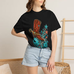 Star Spur Tee worn Printify context view on a Black Comfort Colors 1717 tee