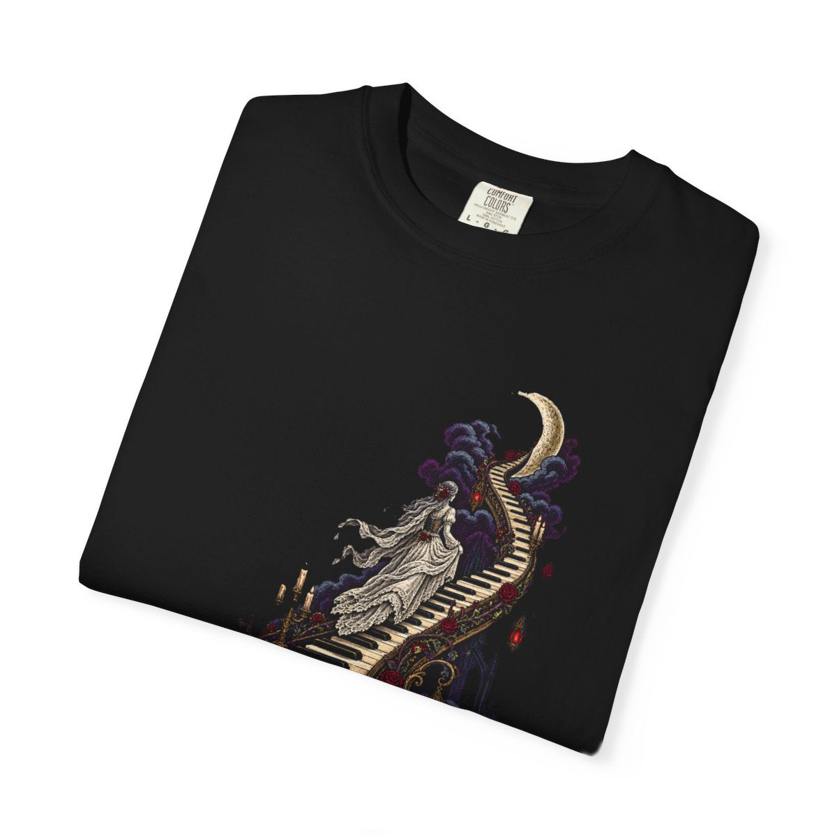 Moonstep Tee folded front print detail